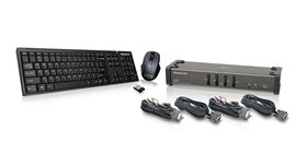 4 Port DVI KVMP with cables and wireless keyboard / mouse combo