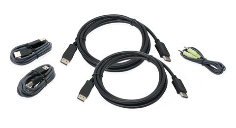 6 Ft. Dual View DisplayPort, USB KVM Cable Kit with Audio (TAA)