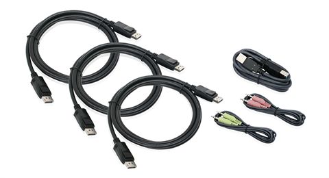 4K Triple View DisplayPort Cable Kit with USB and Audio (TAA)