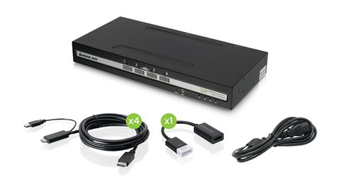 Universal 4-Port Single View DisplayPort/HDMI Secure KVM Switch Kit w/Audio