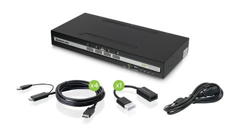 Universal 4-Port Single View DisplayPort/HDMI Secure KVM Switch Kit w/Audio and CAC Support
