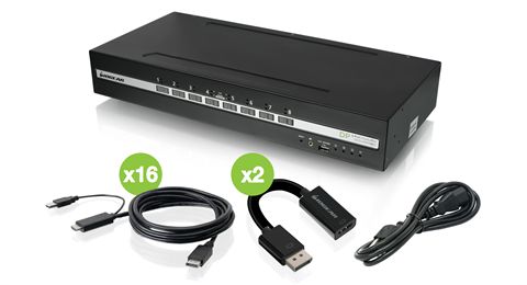 8-Port Dual View DisplayPort/HDMI Universal Secure KVM Switch w/Audio and CAC Support