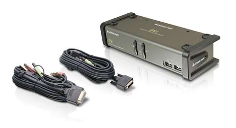 2-Port DVI KVMP Switch with audio and cables