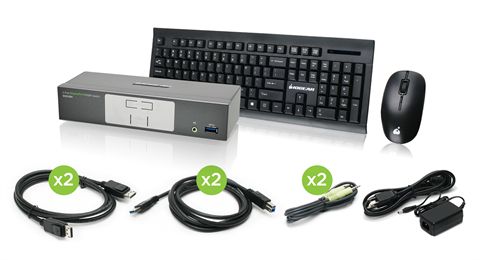 2-Port 4K UHD DisplayPort KVMP with Keyboard and Mouse