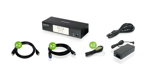 2-Port 4K KVMP Switch with HDMI® Connection, USB 3.0 Hub, and Audio (TAA)