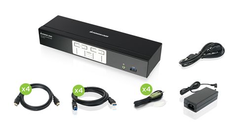 4-Port 4K KVMP Switch with HDMI® Connection, USB 3.0 Hub, and Audio (TAA)