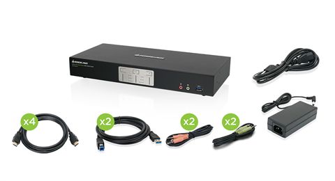 2-Port 4K Dual View KVMP Switch with HDMI Connection, USB 3.0 Hub and Audio