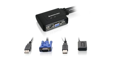 2-Port USB KVM Switch with Cables and Remote