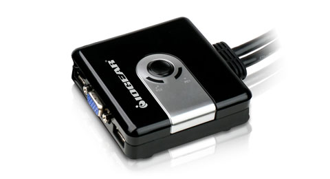 2-Port Compact USB VGA KVM with Built-in Cables