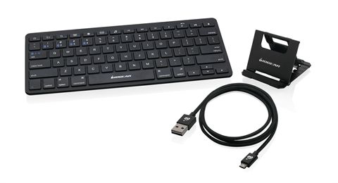 Slim Mobile Keyboard with Stand and Reversible Micro USB Cable