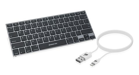 KeySlate™ Ultra-Slim Bluetooth 4.0 Keyboard with Reversible USB to Lightning cable - White