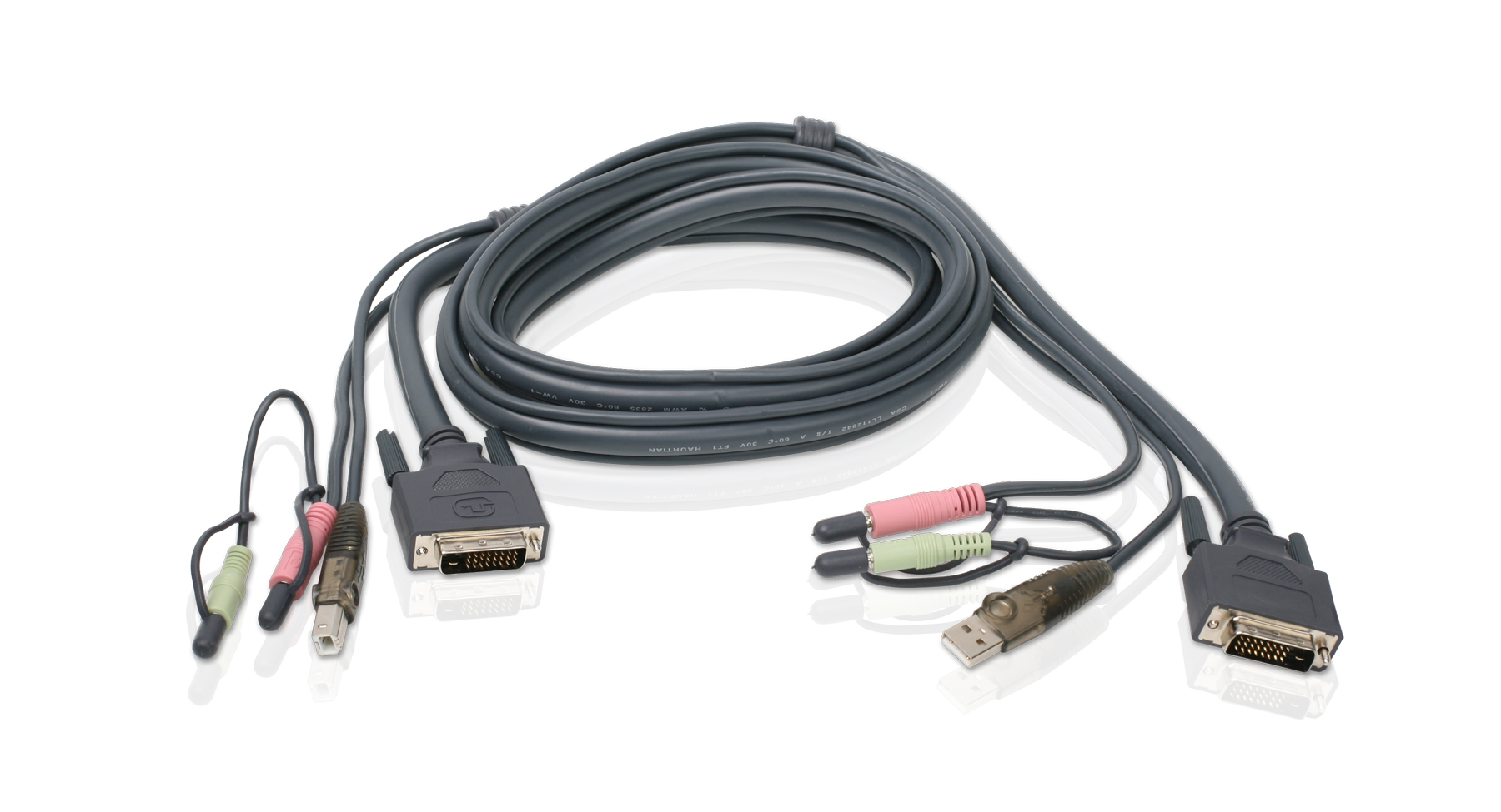 IOGEAR - G2L8D02U - 6ft (2m) Dual Link DVI-D USB 2.0 KVM Cable