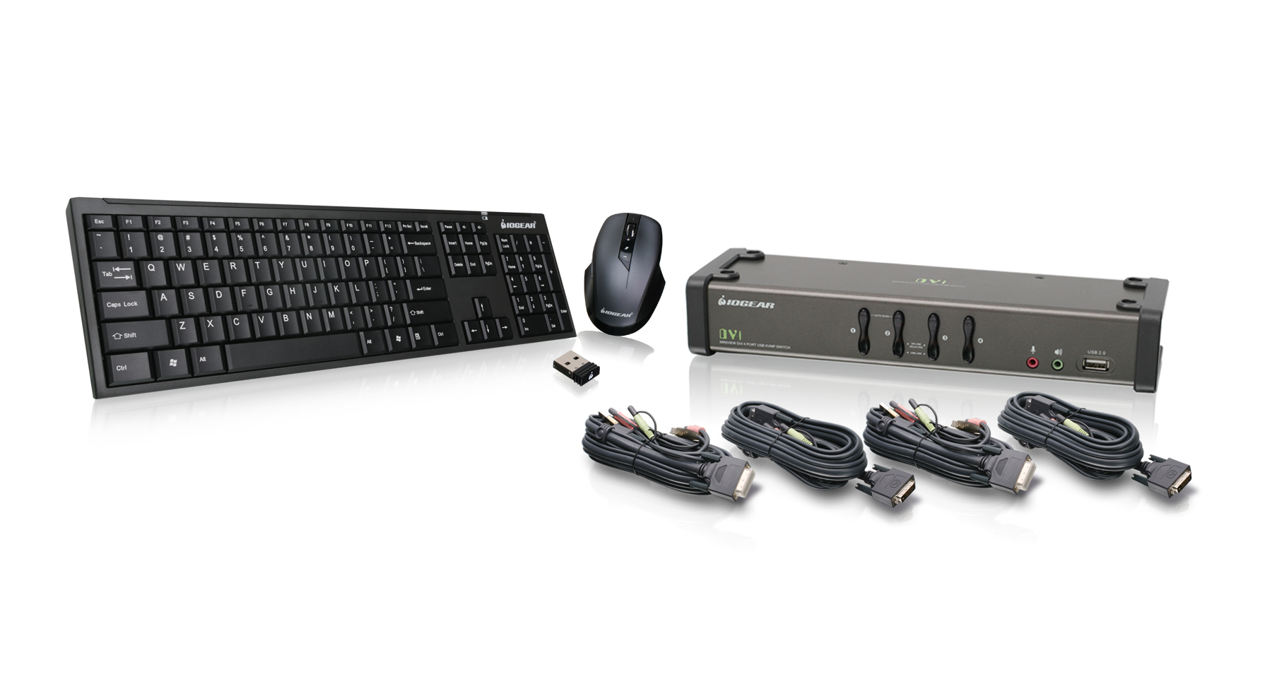 IOGEAR - GCS1104-KM1 - 4 Port DVI KVMP with cables and wireless 