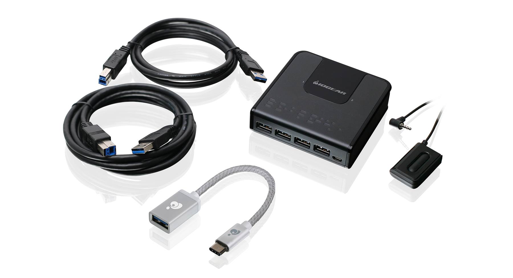 IOGEAR - GUS432CA1KIT - 2x4 USB 3.0 Peripheral Sharing Switch USB-C Adapter