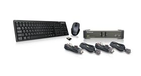 2 Port DVI KVMP with cables and wireless keyboard / mouse combo